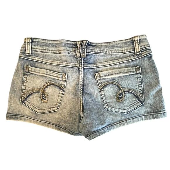 Bongo Micro Mini Denim Jean Shorts Womens 7 Jr Low Rise Hot Pants Y2K Beach Rave - Picture 1 of 11
